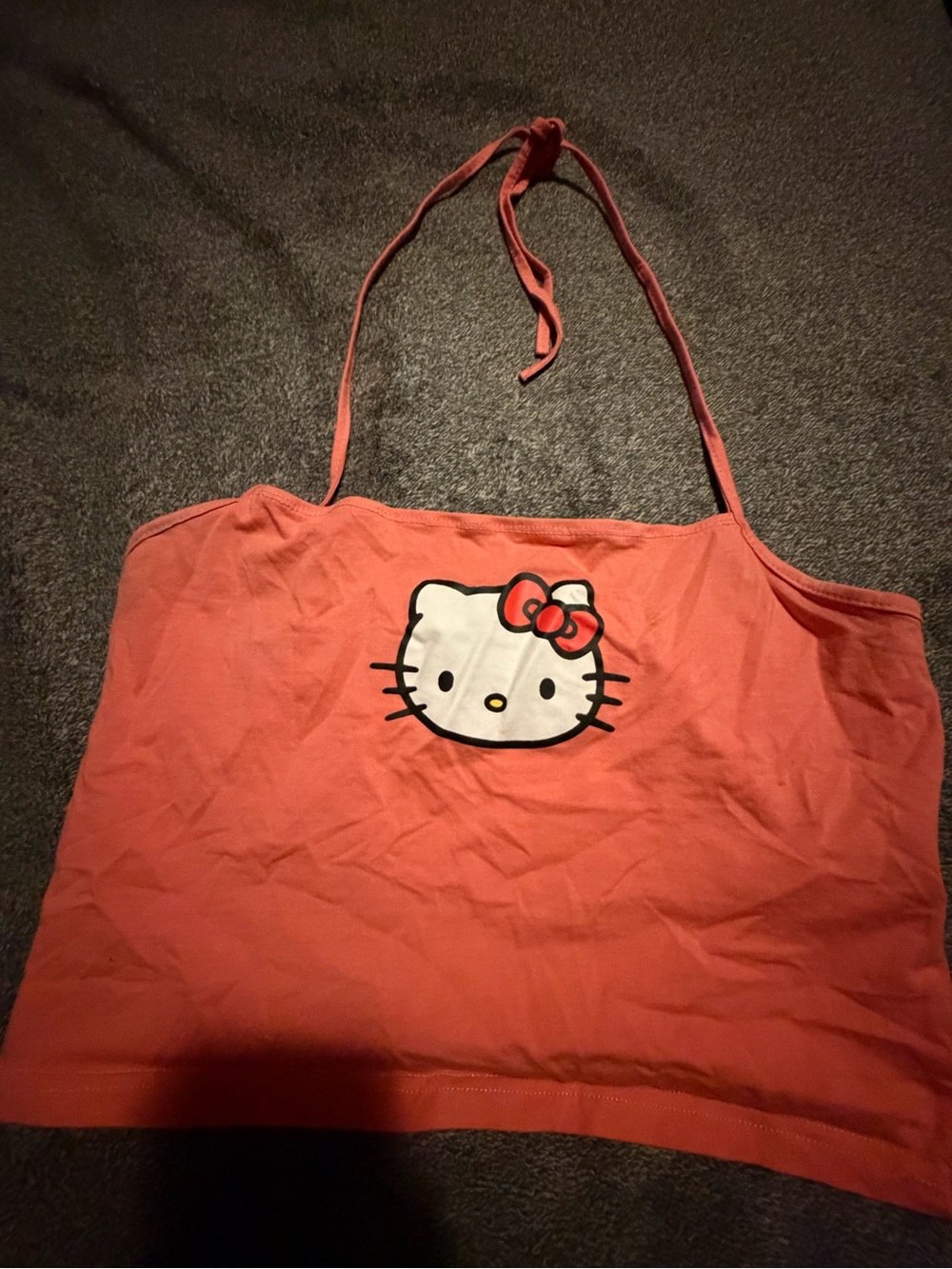 SHEIN Coral Pink Hello Kitty Girls' Halter Tank